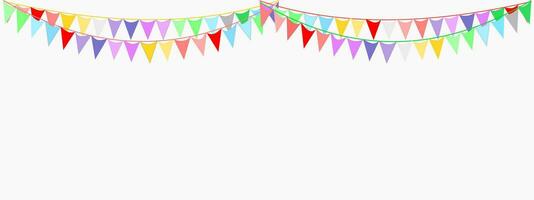 Bunting Hanging Rainbow color Flags Triangles Banner Background. LGBT garland. Pennants chain. Party bunting decoration. vector