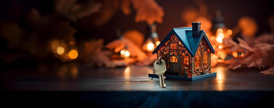 a small house with a key in front of it. ai generative photo