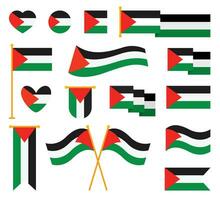 Palestina banderas en diferente formas vector