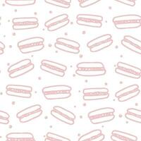 Macaroon seamless pattern with sweet food. Hand drawn colorful cake vector illustration background for surface design, textile, fabric, scrapbook or wallpaper