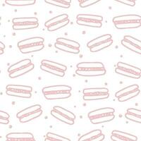 Macaroon seamless pattern with sweet food. Hand drawn colorful cake vector illustration background for surface design, textile, fabric, scrapbook or wallpaper