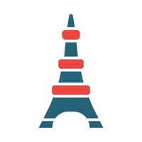 Eiffel Tower Vector Glyph Two Color Icons For Personal And Commercial Use.