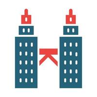 Petronas Twin Tower Vector Glyph Two Color Icons For Personal And Commercial Use.