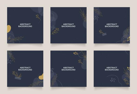 abstract background design for social media insta story feed post. dark blue brown gold scribble shape hand drawn object. copy space for text. square flyer banner