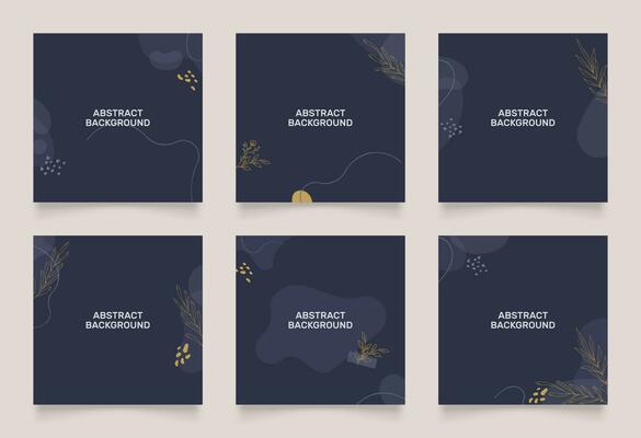 abstract background design for social media insta story feed post. dark blue brown gold scribble shape hand drawn object. copy space for text. square flyer banner