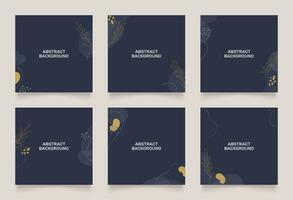 abstract background design for social media insta story feed post. dark blue brown gold scribble shape hand drawn object. copy space for text. square flyer banner vector