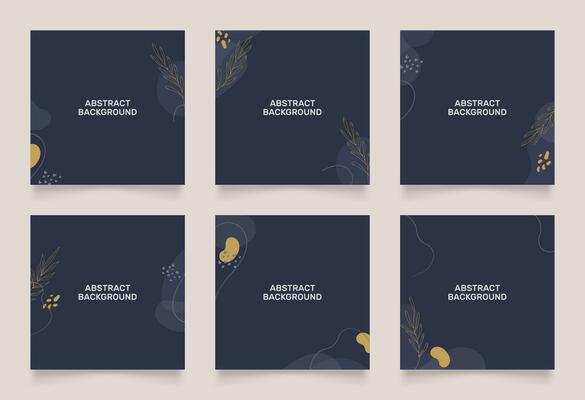 abstract background design for social media insta story feed post. dark blue brown gold scribble shape hand drawn object. copy space for text. square flyer banner
