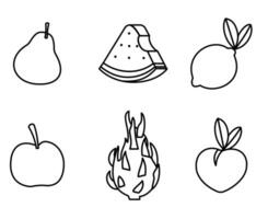 fruit cartoon vector in line style set