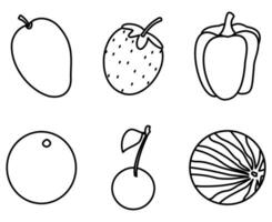 set of fruit cartoon vector in line style set for web and mobile apps