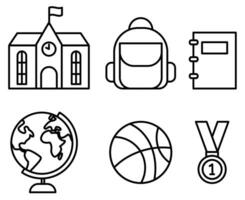 Set of education Icons. school icon and simple line art style icons pack vector