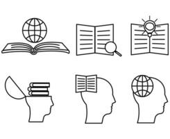 Set of knowledge icon set simple line art style for web and mobile app vector