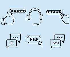 conjunto de apoyo y cliente revisión íconos web en línea estilo para web y móvil aplicaciones vector