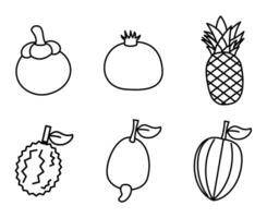 fruits icons set in line style for web and mobile apps vector