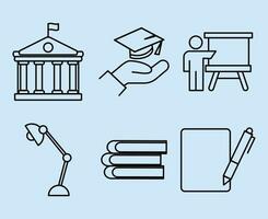 set of education icons web icons in line style for web and mobile apps vector