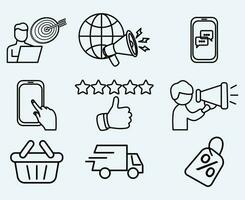 promotion and advertising set of web icons in line style for web and mobile app vector