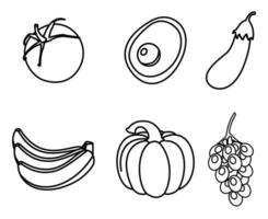 fruit cartoon vector set of web icons in line style for web and mobile app