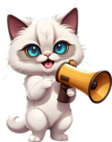 AI generated cartoon cat with a megaphone ai generative png