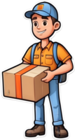 AI generated cartoon delivery man with boxes png