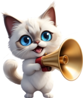 AI generated cartoon cat with a megaphone ai generative png