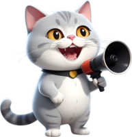 AI generated cartoon cat with a megaphone ai generative png