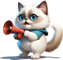 AI generated cartoon cat with a megaphone ai generative png