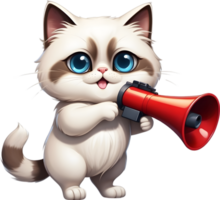 AI generated cartoon cat with a megaphone ai generative png