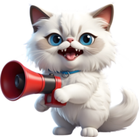 AI generated cartoon cat with a megaphone ai generative png