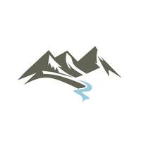 minimalista paisaje logo con sierras, montañas, y río vector