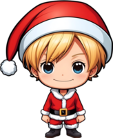 AI generated cartoon santa claus character with blue eyes and a red hat png