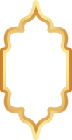 Golden Ramadan frame. Islamic window shapes with ornament. Muslim vintage border. Indian decoration for banner in oriental style. png