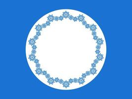 Blue Decorative snowflake frame. Winter vector illustration background with copy space for text