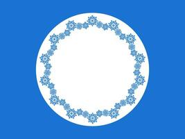 Blue Decorative snowflake frame. Winter vector illustration background with copy space for text