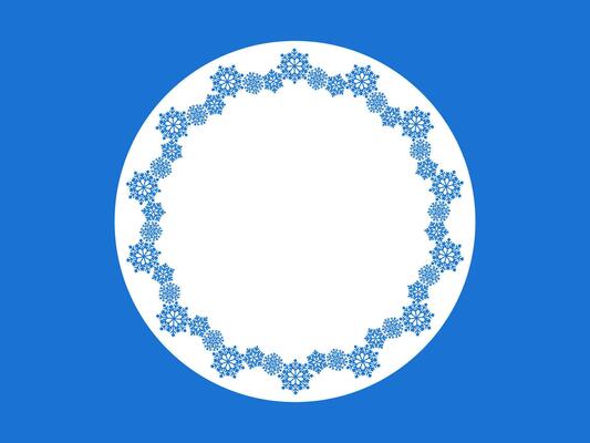 Blue Decorative snowflake frame. Winter vector illustration background with copy space for text