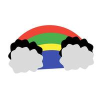 illustration of black and gray clouds with a rainbow background vector