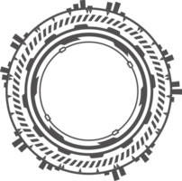 hud tech cirkel för digital teknologi spel design. grafisk element för cyber gränssnitt. runda ui ram. cirkulär abstrakt ikon. png