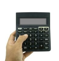 Man hand hold calculator photo