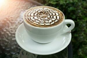 cups of mocha coffee on table photo