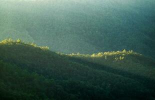 Green mountain range sunlight shine photo