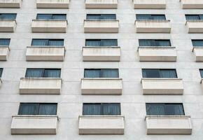 Windows balcony with curtain on hotel photo