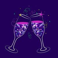 Vector illustration of two glasses of champagne in a trendy style. New Year and Christmas concept.