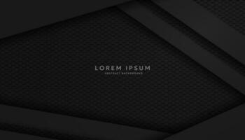 Modern hexagonal black material texture background overlaid with black paper vector