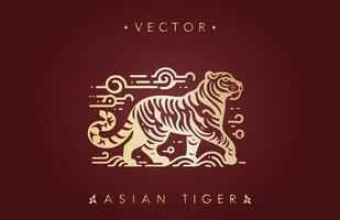 Abstract Golden Tiger with Line Elements vector