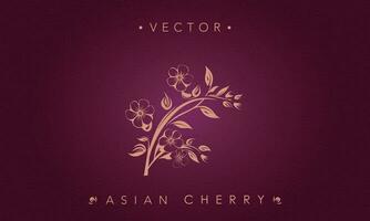 Asian Cherry Blossoms with Golden Accents vector