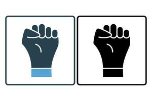 courage icon. hands clenched.  icon related to core values. solid icon style. simple vector design editable