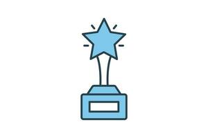 excellence icon. trophy with stars.  icon related to core values. flat line icon style. simple vector design editable