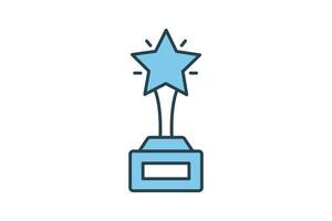 excellence icon. trophy with stars.  icon related to core values. flat line icon style. simple vector design editable