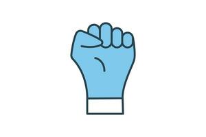 courage icon. hands clenched.  icon related to core values. flat line icon style. simple vector design editable