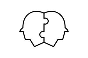 relationship icon. head with puzzle.  icon related to core values, business. line icon style. simple vector design editable