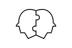 relationship icon. head with puzzle.  icon related to core values, business. line icon style. simple vector design editable