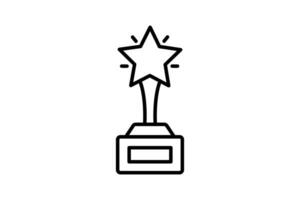 excellence icon. trophy with stars.  icon related to core values. line icon style. simple vector design editable